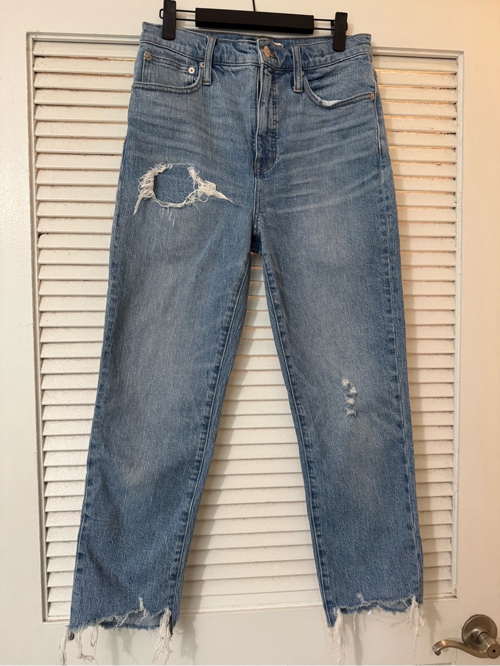 Madewell Light Blue Distressed Straight Jeans